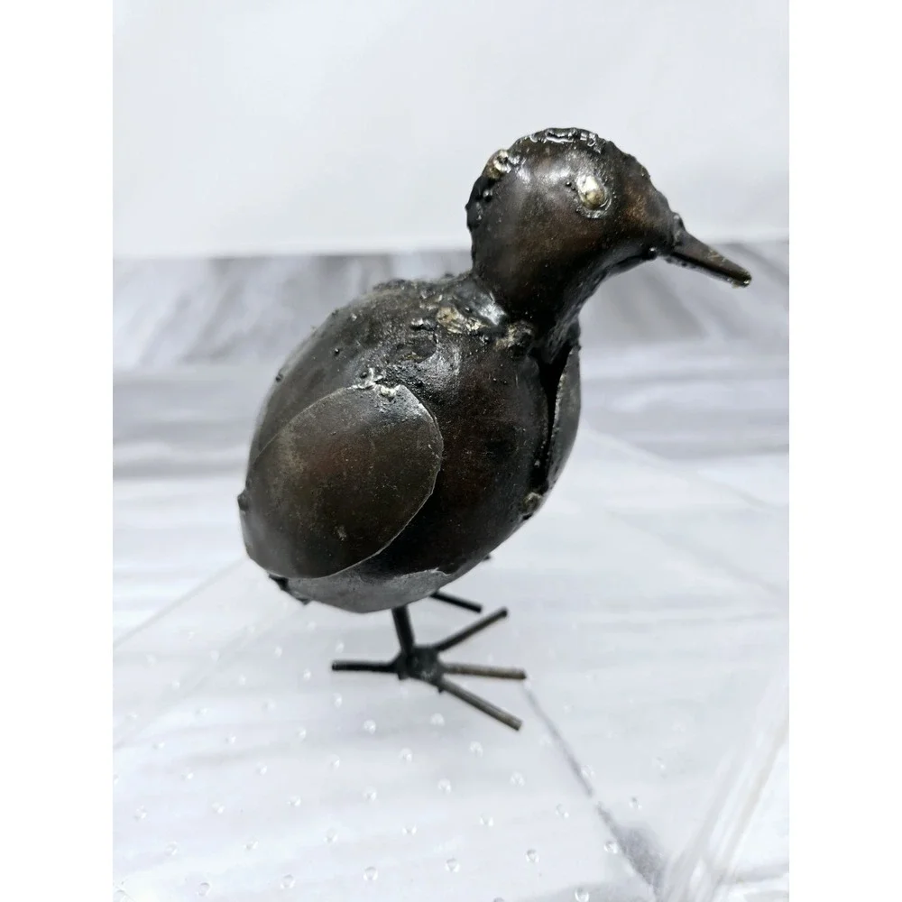 VINTAGE FOLK ART RECYCLED  METAL HAND MADE  Welded BLUE JAY STANDING BIRD 4 Inch - Picture 2 of 9